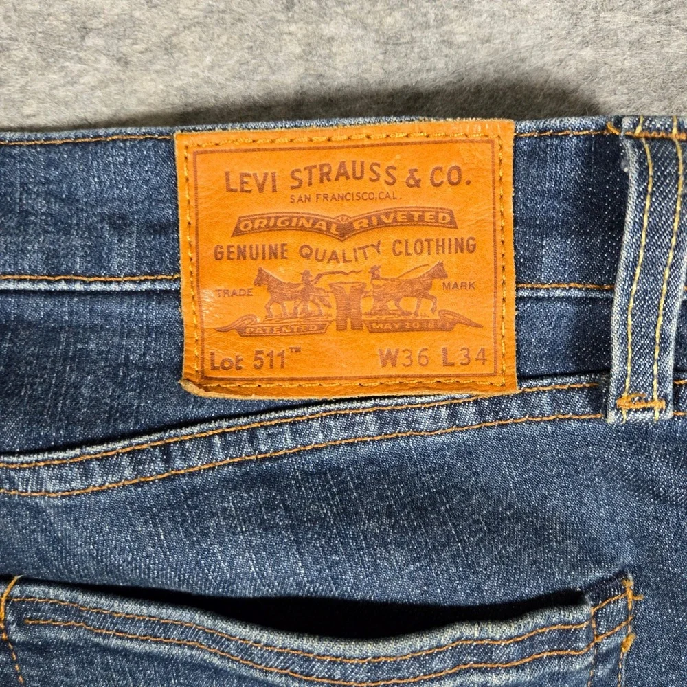Levi's Mens Big E Blue 511 Slim Fit Denim Jeans 36x34